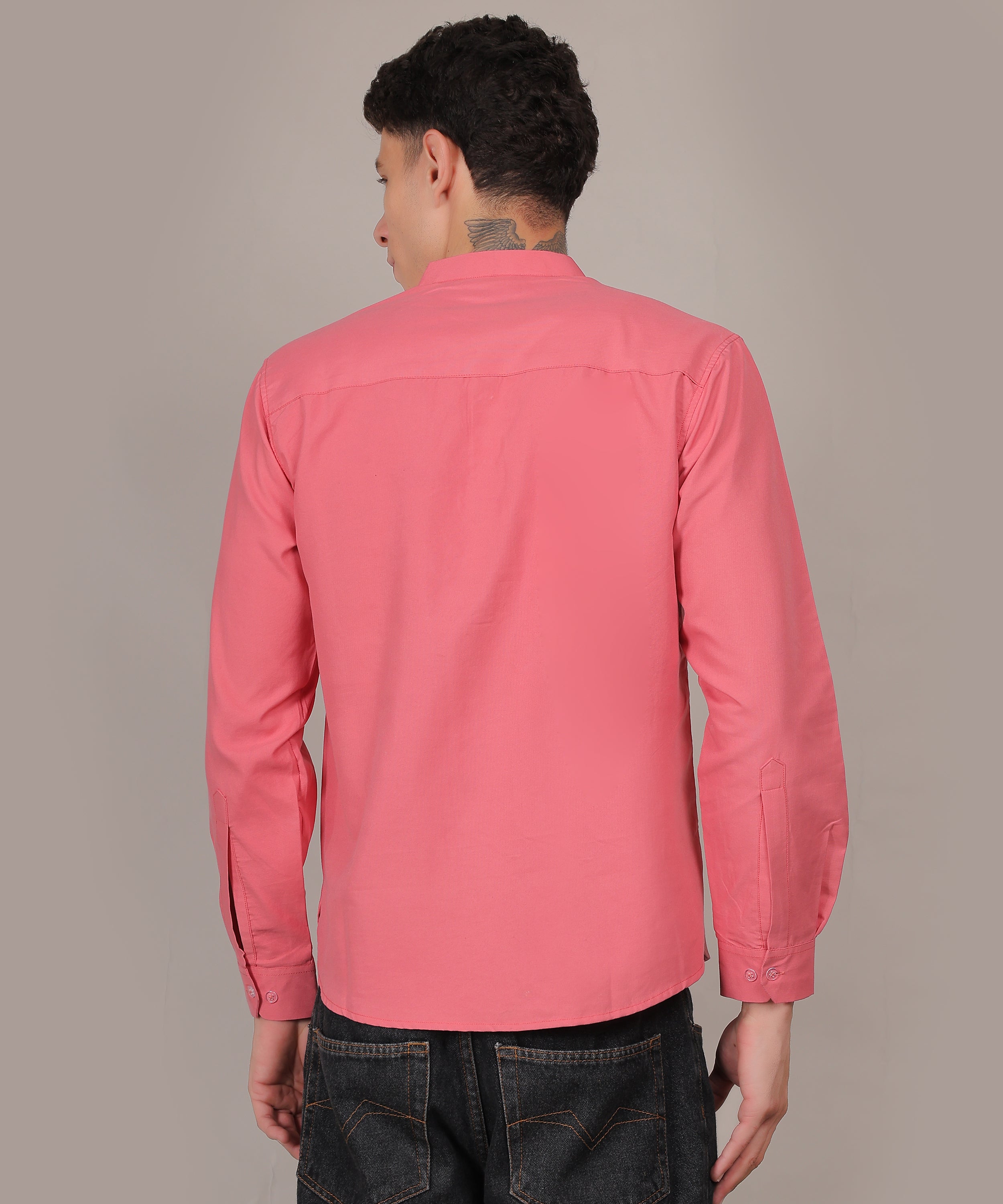 CONCHIC Men’s Solid Pure Cotton Short Kurta (Pink)