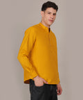 CONCHIC Men’s Solid Pure Cotton Short Kurta (Yellow)